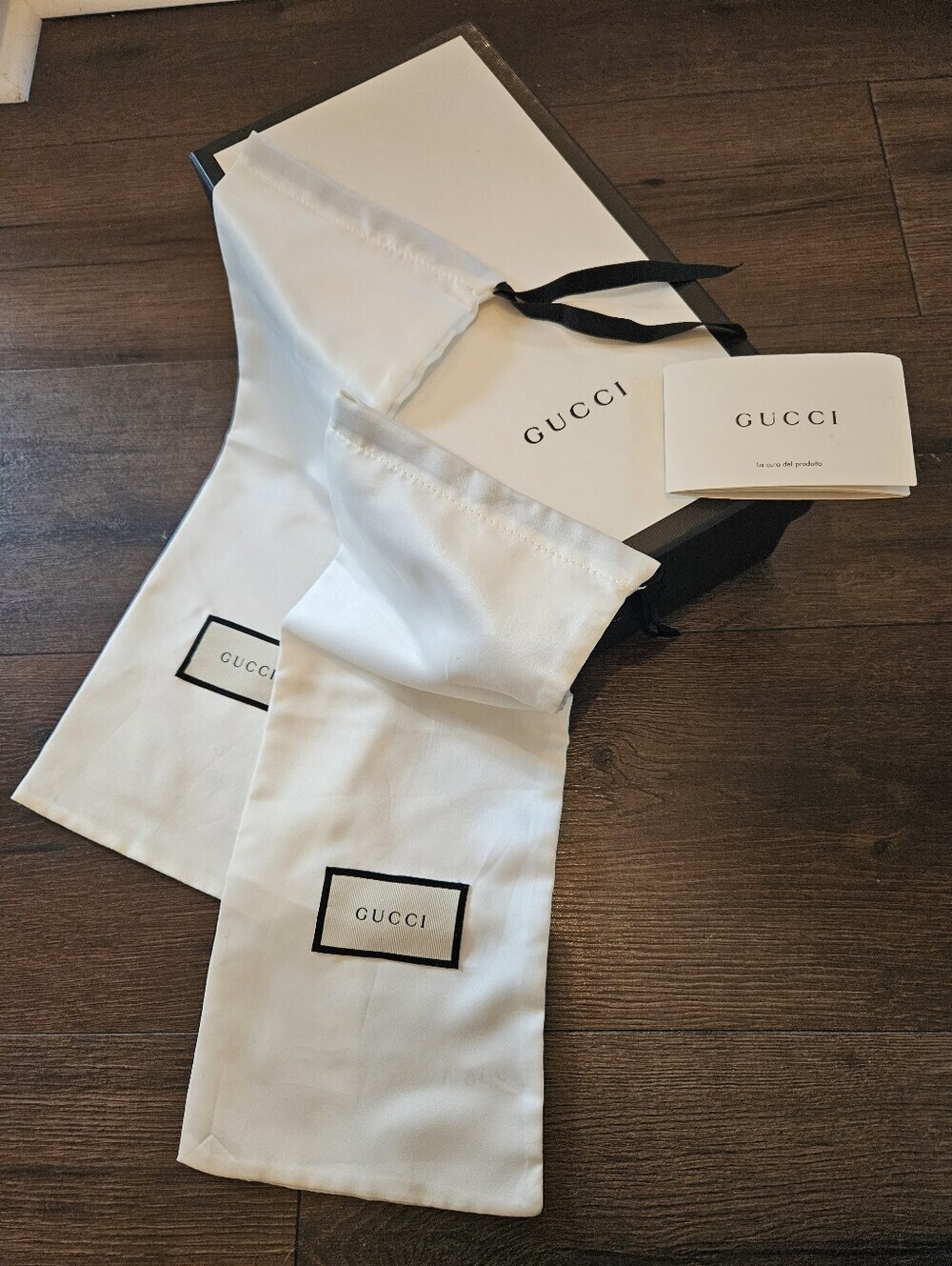 Authentic Gucci Luxury Packaging Bundle Box + 2 Dust Bags + Care Booklet